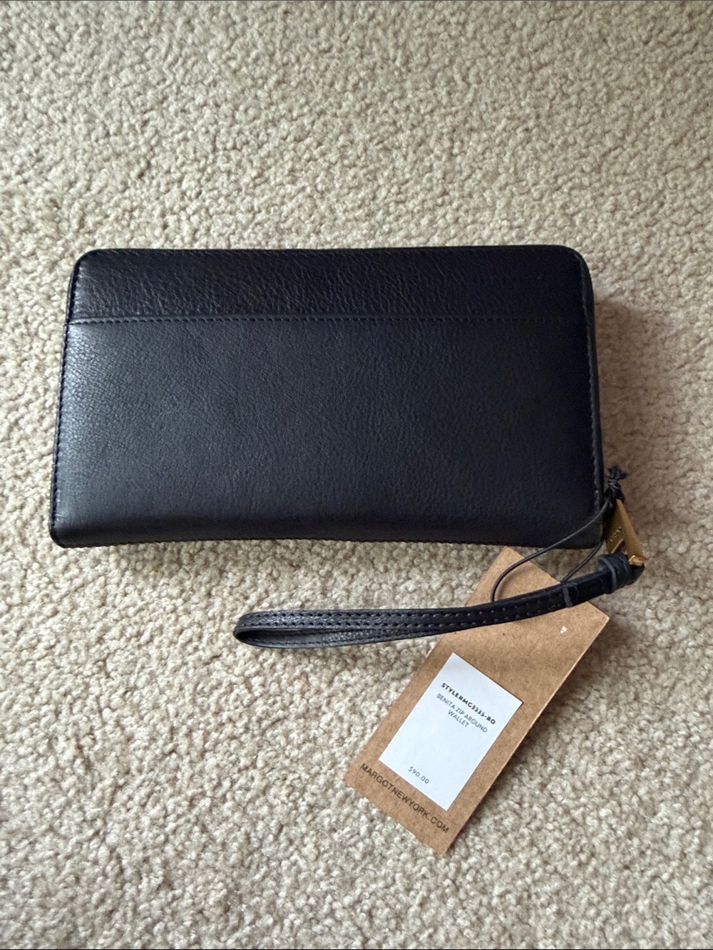 NWT, unisex Margot black leather zip wrist wallet - Picture 13 of 13